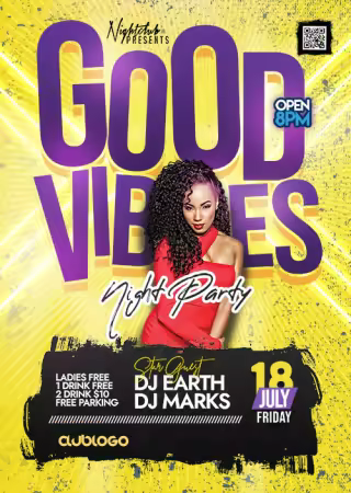 Good Vibes Night Party Flyer PSD