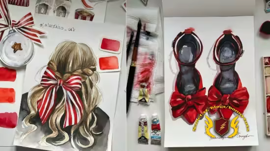 Watercolor Fashion Illustration: Painting Red Accessories