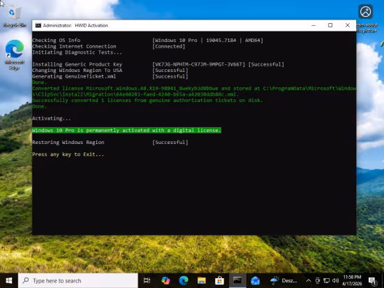 Windows 10 Pro 22H2 build 19045.7184 Preactivated Multilingual April 2026
