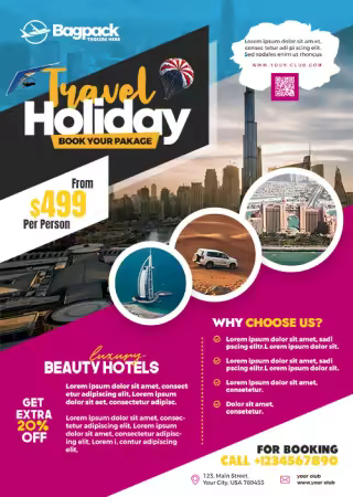 Travel Agency Flyer Ads Poster PSD Template