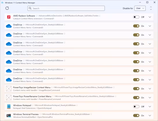 Windows 11 Context Menu Manager v1.0.1