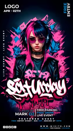 Flyer party psd design template, night club, dj party vol 1