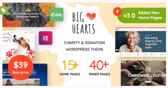 Themeforest - BigHearts v3.1.18 - Charity &amp; Donation WordPress Theme 28941982