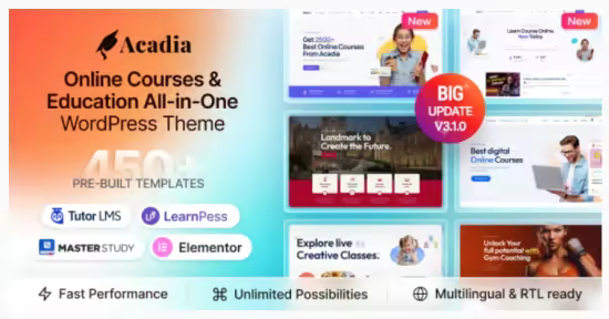 Themeforest - Acadia v3.1.0 - Education WordPress Theme For University &amp; Online Course 54030641