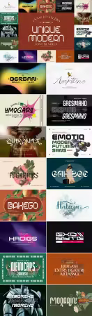Unique Modern Font Bundle - 16 Premium Fonts