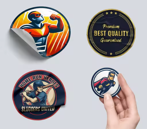 Rounded Sticker PSD Mockup Templates