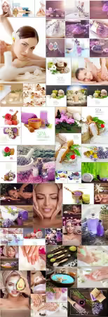 Women, beauty in health, spa backgrounds - 50 stock photo collection