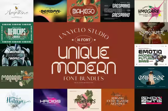 Unique Modern Font Bundle - 16 Premium Fonts