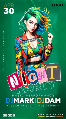 Flyer party psd design template, night club, dj party vol 6