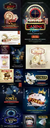 Casino social media set flyer invitation design template