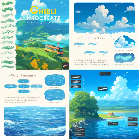 Ghibli Procreate Nature Pack - 30 Brushes