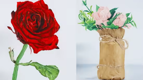 Oil Painting Flowers : Paint a Rose and a Bouquet