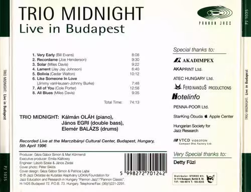 Trio Midnight - Live In Budapest (1997)