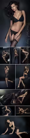 Girls in lingerie on dark background stock photo