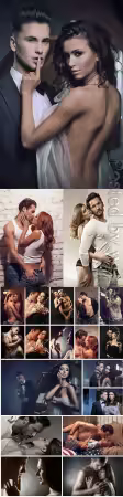 Men and women, couples in love posing stock photo