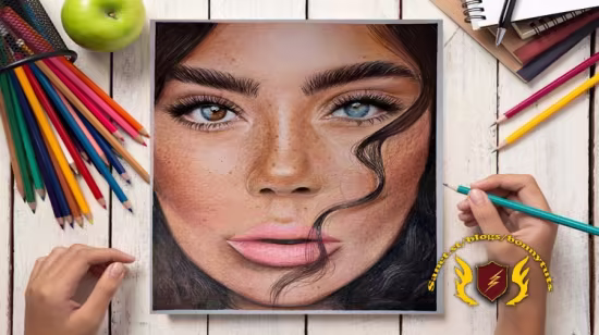 ortrait Drawing- Drawing a Beauty Girl with colored pencils