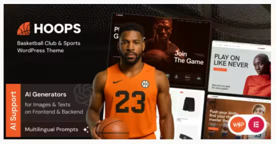 Themeforest - Hoops v1.5.0 - Basketball Club &amp; Sports WordPress Theme 60797006