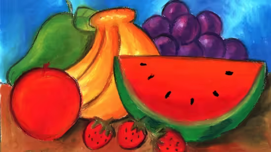 How to draw fruit using oil pastels