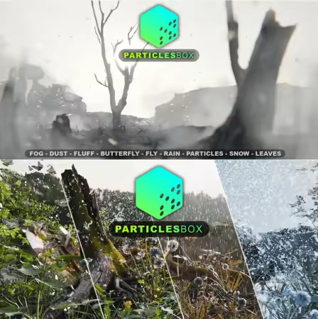 Superhivemarket - Particles Box - Fog, Rain , Particles, Snow, Leaves, Dust, Fluff, Butterfly, Fly.