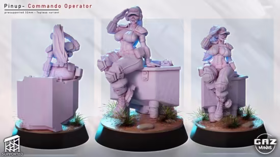 Gaz Minis – Dollar Mini – Commando Pinup Operator – 3D Print Model