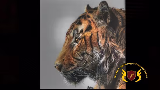 Tiger in colored pencils on drafting film