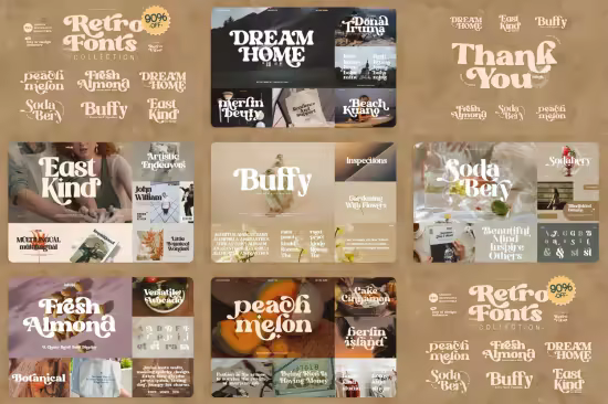 Retro Fonts Collection Font - 6 Premium Fonts