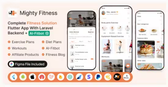 Codecanyon - MightyFitness v11.0 - Complete Fitness Solution Flutter App With Laravel Backend + ChatGPT (AIFitbot) 48663505