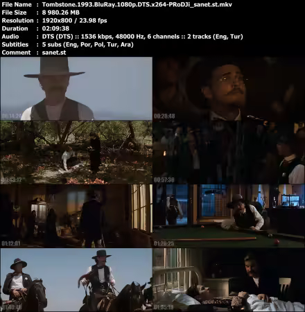 Tombstone 1993 BluRay 1080p DTS x264-PRoDJi