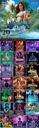 Flyers in PSD, 20 templates nightclub, party, DJ, summer, saturday