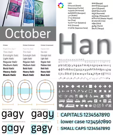 October Latin &amp; October Pro - Multilingual 54 Styles, 2 Variable Fonts