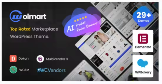 Themeforest - Wolmart v1.10.0 - Multi-Vendor Marketplace WooCommerce Theme 32947681