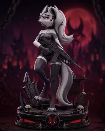 Loona Hell Yeah Freedom Guardian – Helluva Boss Inspired Anthro Figurine – 3D Print Model