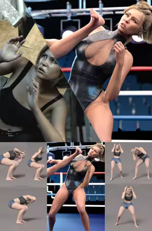 Z Pose Library Ducking and Dodging Mega Set for Genesis 9 and 8 Female