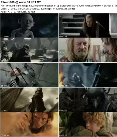 The Lord of the Rings 3 2003 Extended Edition 810p Bluray DTS DUAL x264-PRoDJi-HDTURK