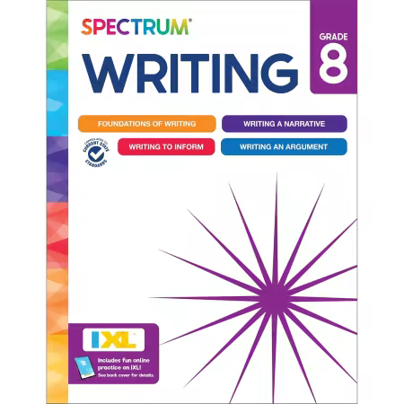 Spectrum 8th Grade Writing Workbook, 192-Page Book, Middle School Writing Prompts Covering Informative