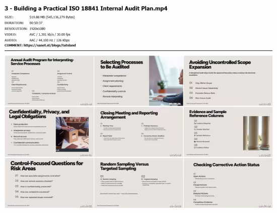 ISO 18841 Internal Auditor Certificate Course