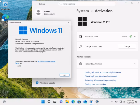 Windows 11 Pro 25H2 Build 26200.8524 (No TPM Required) Preactivated Multilingual