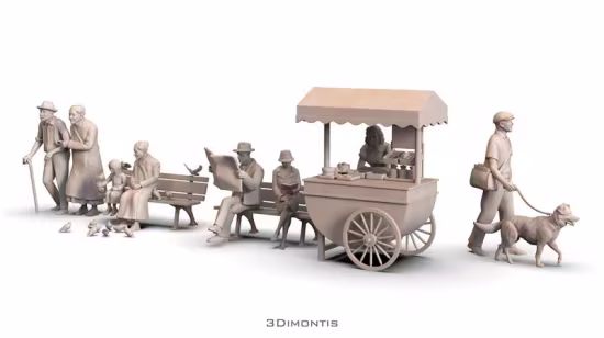 3Dimontis – Civilian Street Scene – 3D Print Model