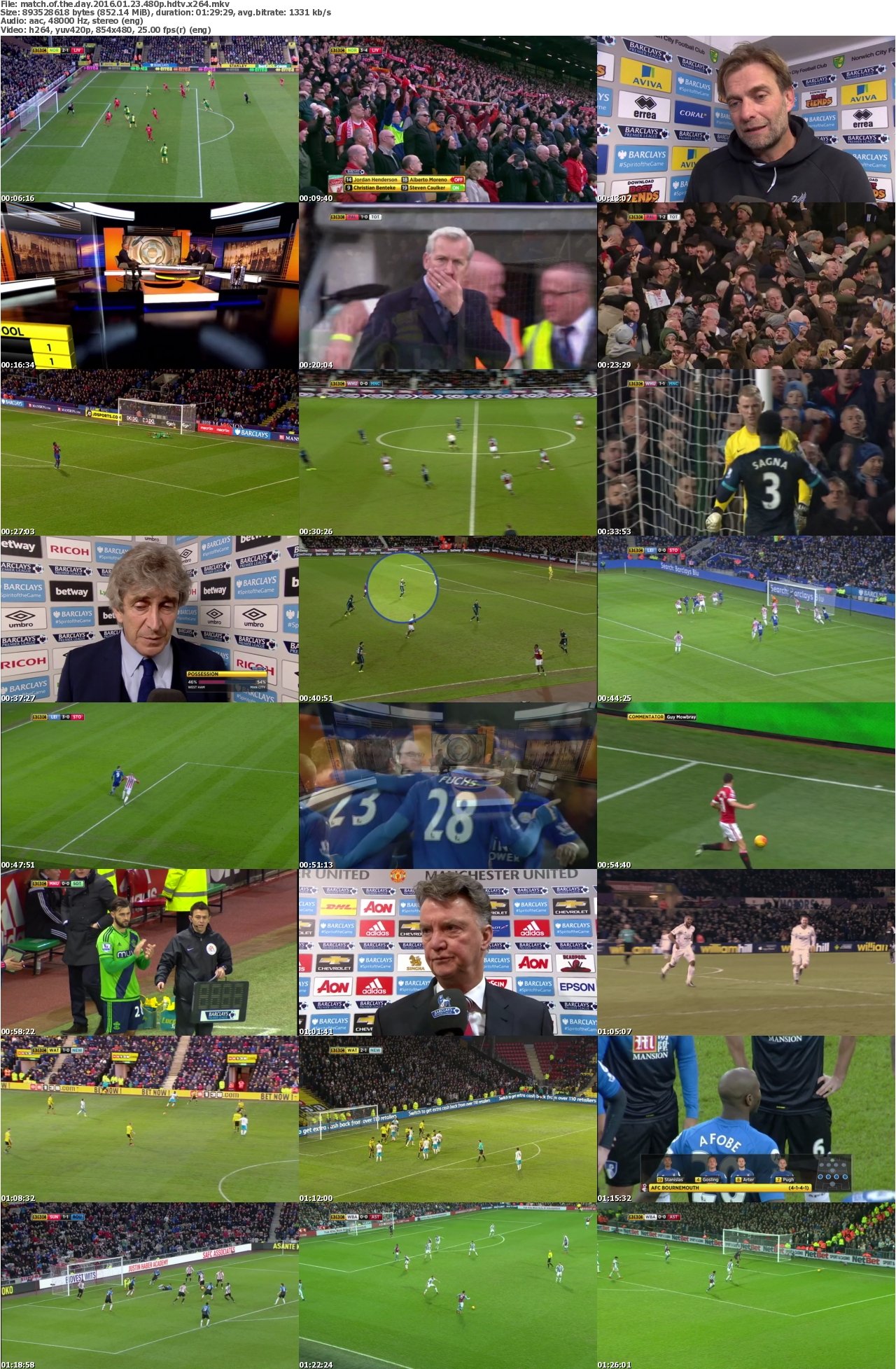 Match Of The Day 2016 01 23 480p HDTV x264