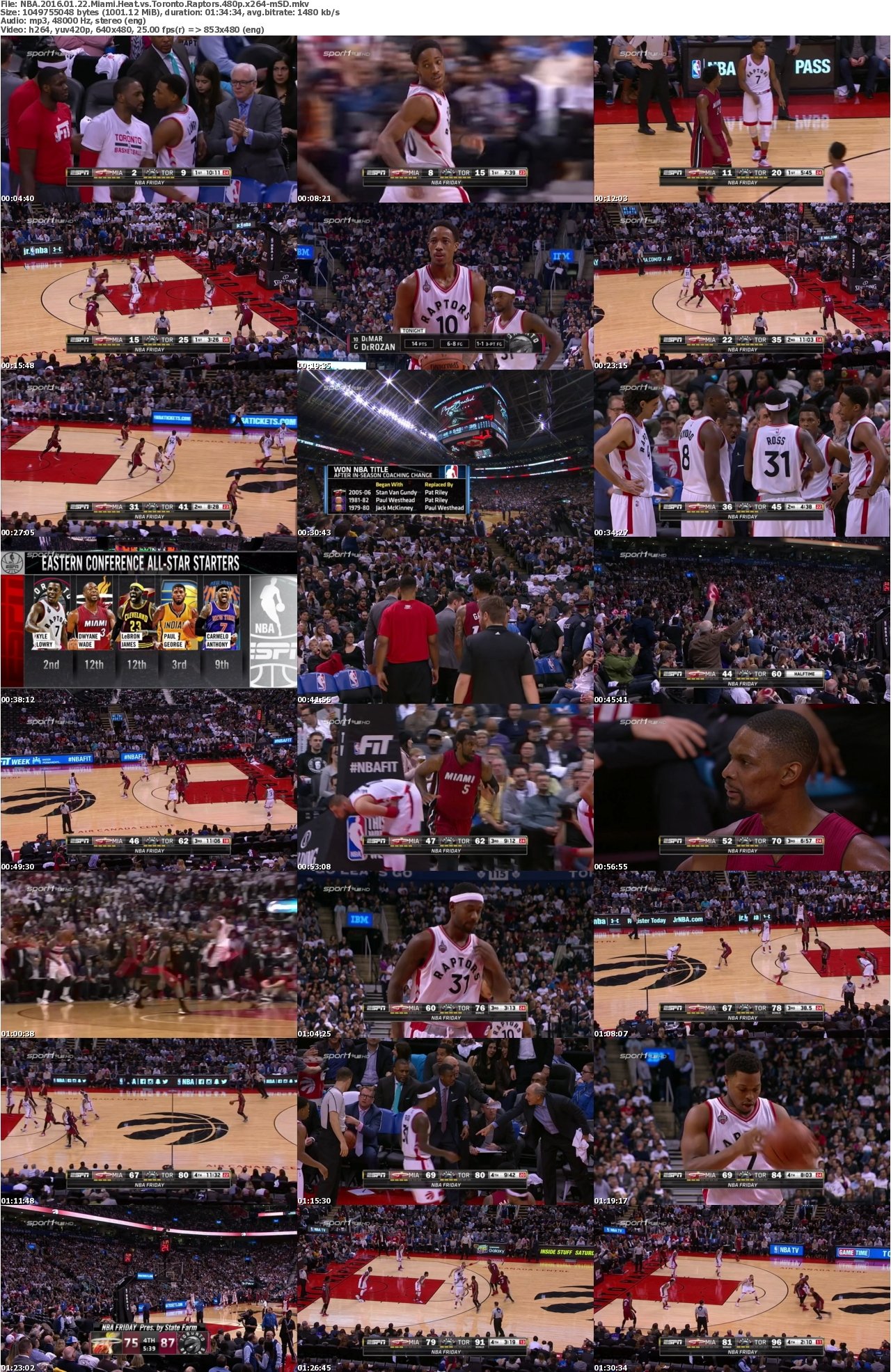 NBA 2016 01 22 Miami Heat vs Toronto Raptors 480p x264-mSD