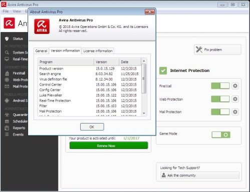 Avira Antivirus Professional 15.0.15.129