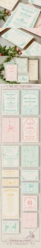 CreativeMarket Hand Drawn Forest Wedding Invitation