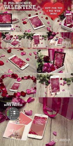 CreativeMarket 10 PSD Valentine Mockup + GIFT 2 PSD