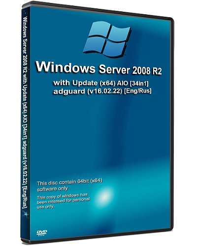 Windows Server 2008 R2 with Update (x64) AIO 34in1 Feb 2016 (Eng/Rus)