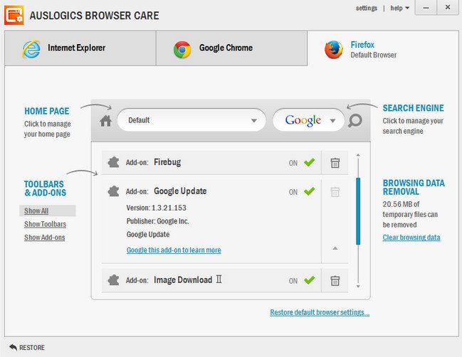 auslogics browser care freware