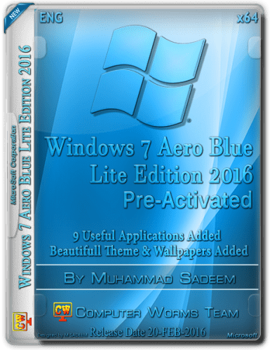 Windows 7 Aero Blue Lite Edition 2016 (x64) Pre-Activated