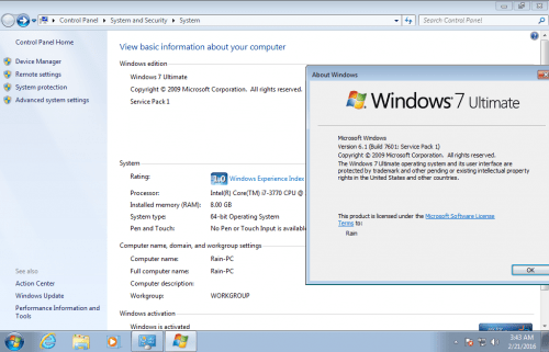 Windows 7 Ultimate Sp1 x64 En-Us ESD Feb 2016 Pre-Activated