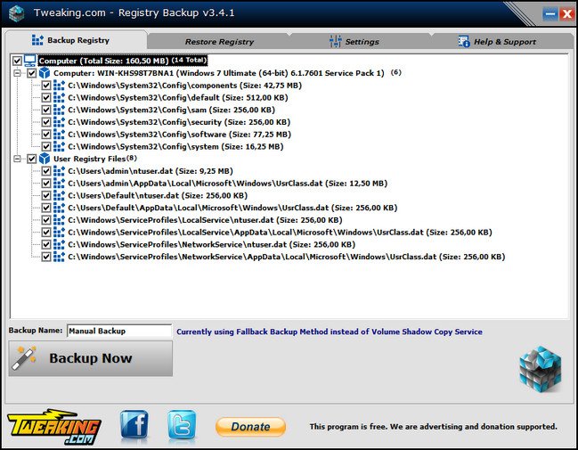 Registry Backup 3.4.1 + Portable