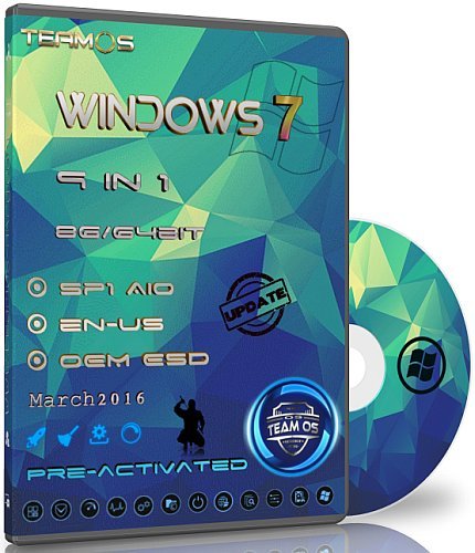 Windows 7 Sp1 (x86/x64) AIO 11in1 En-Us OEM ESD Mar 2016 Pre-Activated