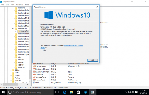 Windows 10 Professional Build 1511 En-us x64 March 2016